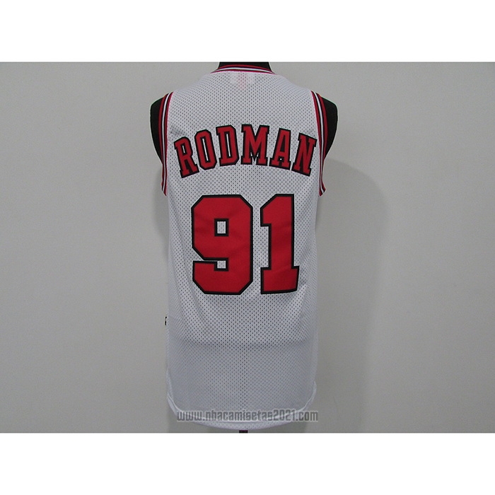 Camiseta Chicago Bulls Dennis Rodman #91 Mitchell & Ness 1997-98 Blanco